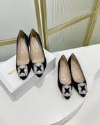 Manolo Hangisi Black Satin Jewel Buckle Pump 95