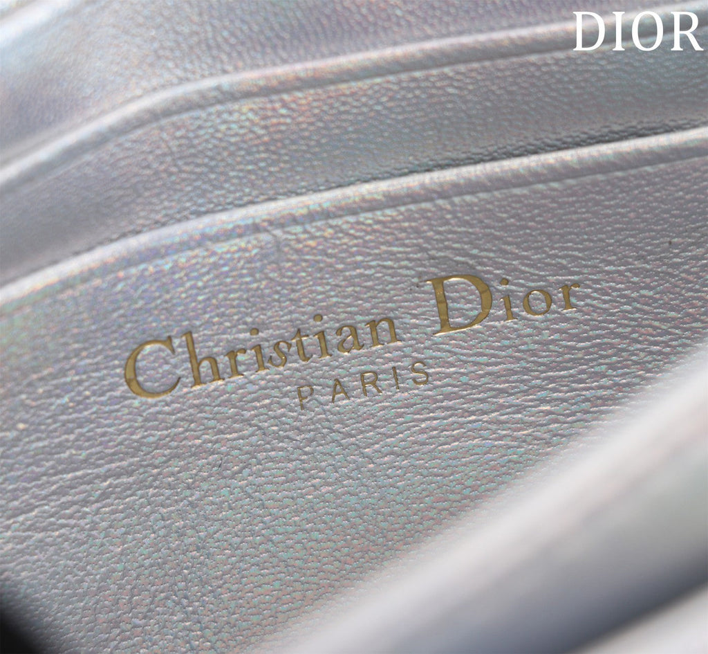 my cd mini 21 silver metalic lambskin