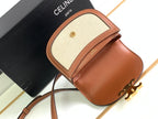TEEN CHAIN BESACE TRIOMPHE 15.5CM TEXTILE AND CALFSKIN TAN