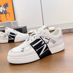 valenti low top vl7n white calfskin black canvas