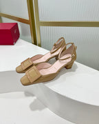Trompette Metal Buckle Slingback Pump 45 Camel Patent Leather