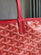 HARDY PM BAG 40 IN RED GOYARDINE CANVAS AND TAURILLON LEATHER TRIM