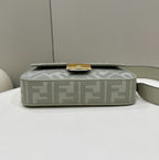 BAGUETTE WITH FF MOTIF 27 IN BITTER JACQUARD FABRIC GOLD HARDWARE