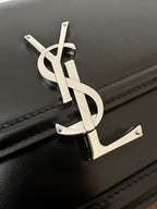 YSL Solferino Small Satchel Bag Black Silver Calfskin 339491