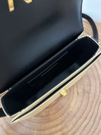 YSL Solferino Small Satchel Bag Black mix Beige Gold Calfskin 339470