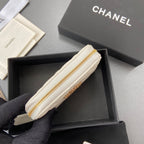 CC A3185 Zipper Coin Purse White Caviar GHW 193265