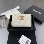CC A3185 Zipper Coin Purse White Caviar GHW 193265