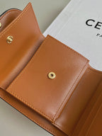TRIPHOME 10 TRIFOLD WALLET CALFSKIN AND CANVAS WHITE BROWN