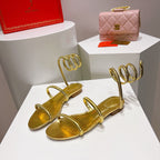 Juniper 15mm Gold Metallic Sheepskin Sandal 108364