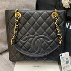 CLASSIC GRAND SHOPPING TOTE BAG 24CM BLACK CAVIAR GOLD HARDWARE