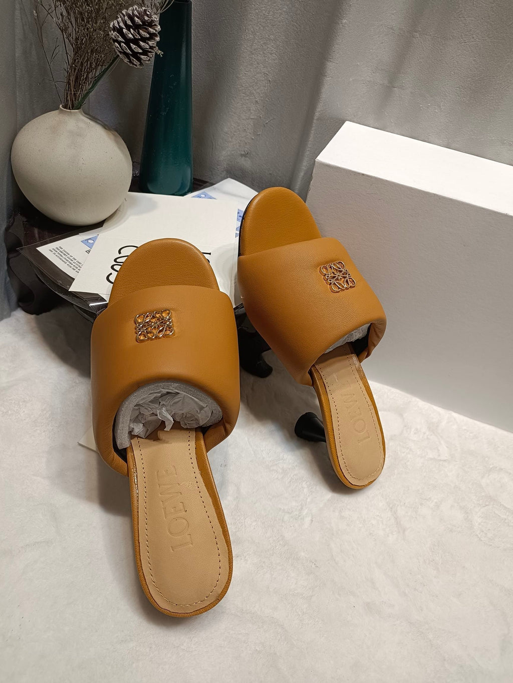 Loewe Anagram Padded Mule Brown Sheepskin