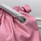 CRUSH LARGE TOTE BAG 46 IN PINK CRUSHED CALFSKIN SILVER HARDWARE