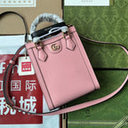 Gucci Diana Bamboo Mini Tote Bag Pink Lambskin 240109