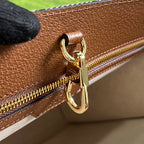 GG LARGE 37 TOTE BAG IN GREY CANVAS AND BROWN CALFSKIN