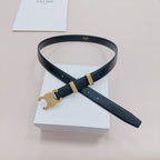CEL Gold Buckle Belt 25mm Black Calfskin 176706