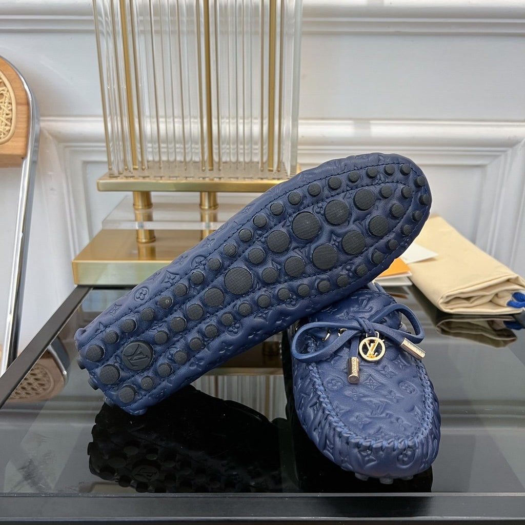 LV GLORIA FLAT LOAFER LOGO STAMPING DARK BLUE