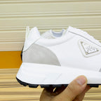 PRA SNEAKER IN WHITE CALFSKIN AND GREY SUEDE