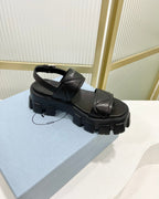 PRA MONOLITH PLATFORM SANDALS BLACK CALFSKIN