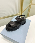 PRA MONOLITH PLATFORM SANDALS BLACK CALFSKIN