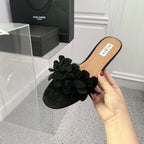 Alaia 25 Flower Slippers Black Sheepskin 293157