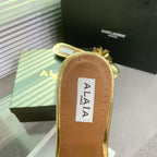Alaia 25 Flower Slippers Gold Sheepskin 293162