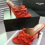 Alaia Confetti Leather Mules Orange Sheepskin Cowhide 293168