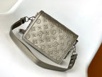 LV Dauphine Bag 20cm Metallic Sliver Monogram Embossed Cafskin