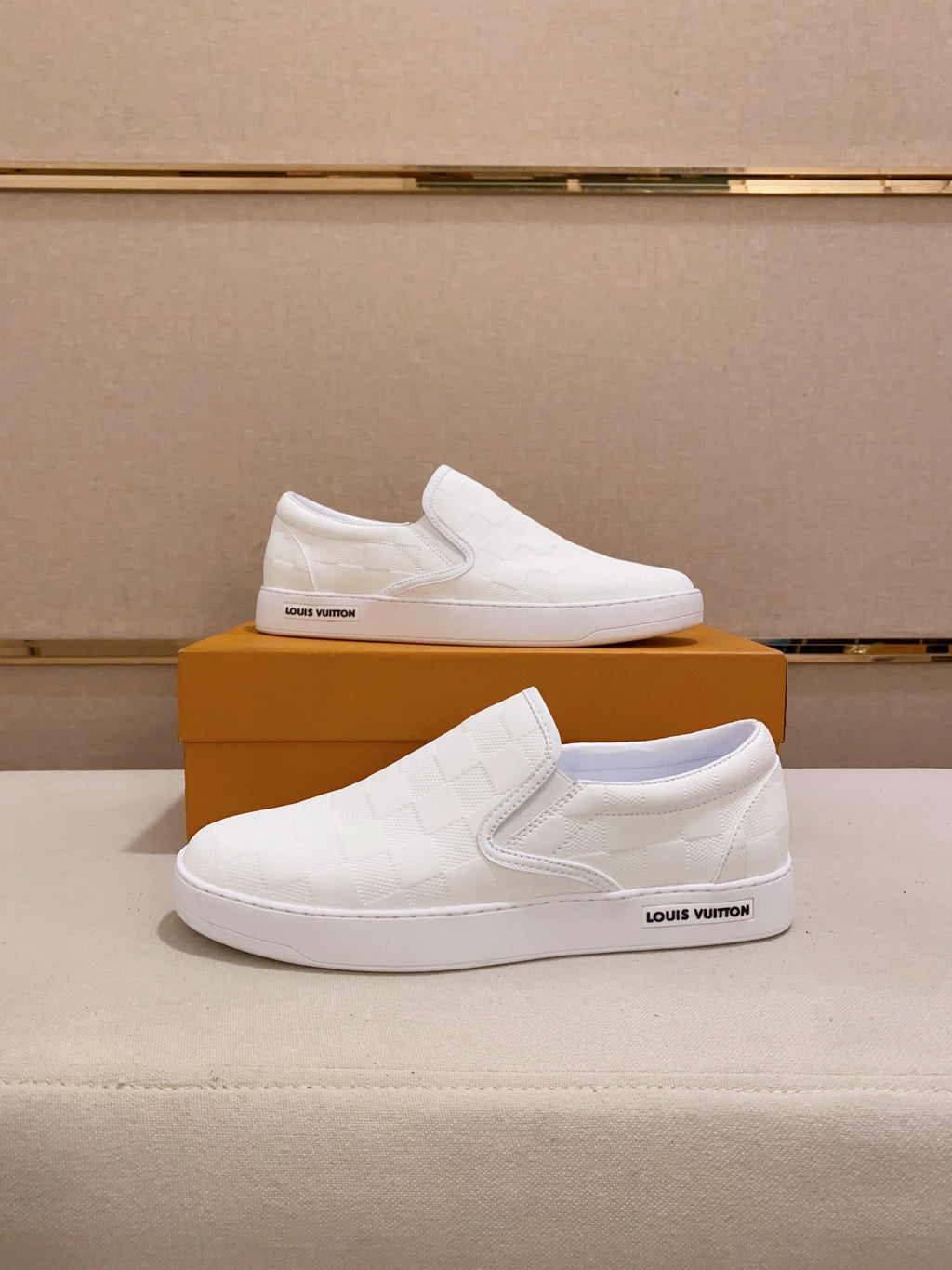 LV LOAFER IN WHIITE DAMIER SHEEPSKIN