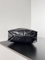 CRUSH SMALL TOTE BAG 26 IN BLACK CRUSHED CALFSKIN GOLD HARDWARE
