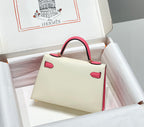 HM Mini Kelly 19cm Cream Pink Epsom Gold Hardware