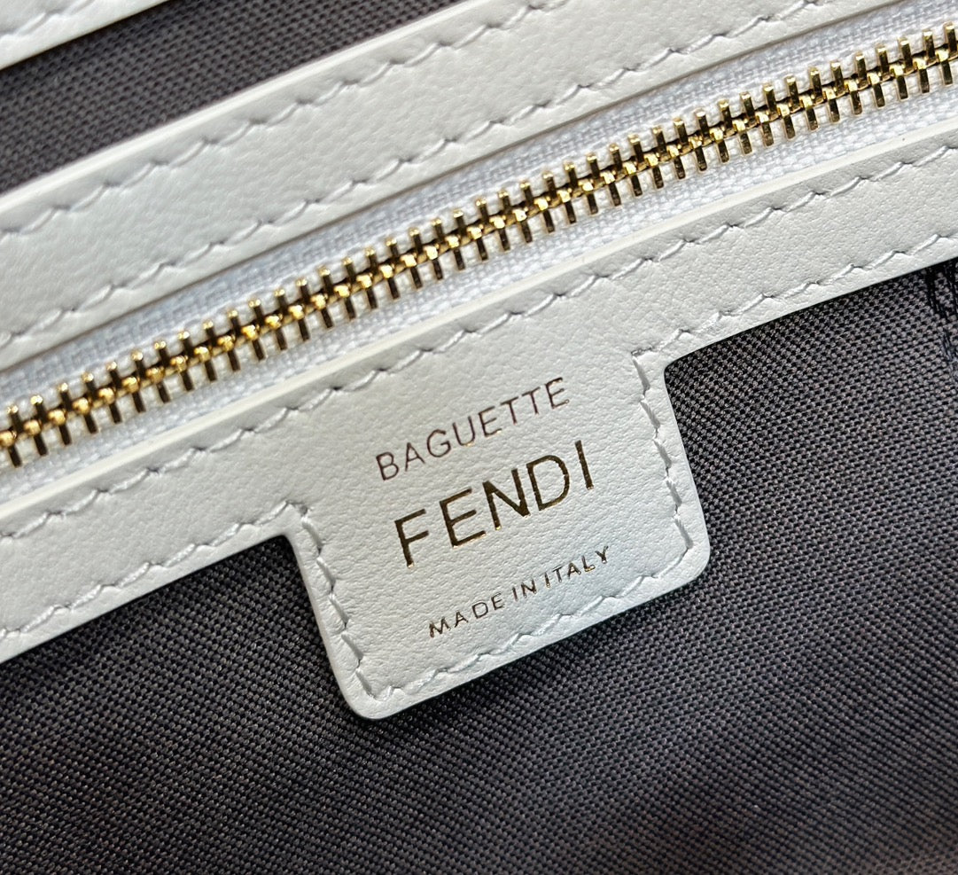 Baguette 27cm Grey Lambskin Gold Hardware