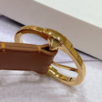 CL LARGE 35MM TWIN TRIOMPHE BELT IN BRONZE BROWN CALFSKIN GOLD HARDWARE