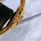 CL LARGE 35MM TWIN TRIOMPHE BELT IN BLACK CALFSKIN GOLD HARDWARE