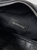 SUPERBUSY LARGE SLING BAG 42 IN BLACK LAMBSKIN