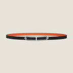 HM ROULIS BUCKLE & REVERSIBLE ORANGE AND BLACK LEATHER STRAP 13MM SILVER HARDWARE