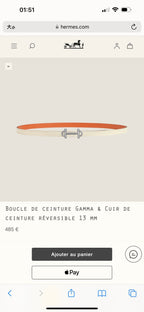 HM GAMMA BUCKLE & REVERSIBLE WHITE AND ORANGE LEATHER STRAP 13MM SILVER HARDWARE