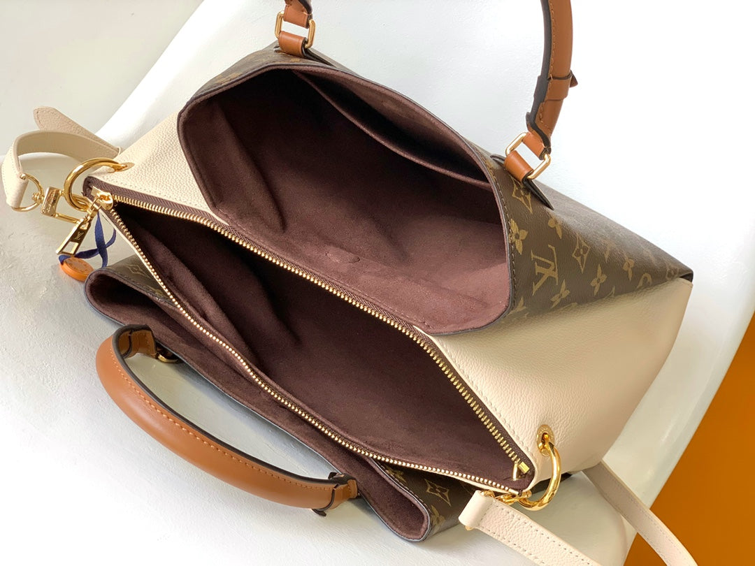LV Opéra Handbag 36cm Brown White Monogram Canvas & Cowhide GHW