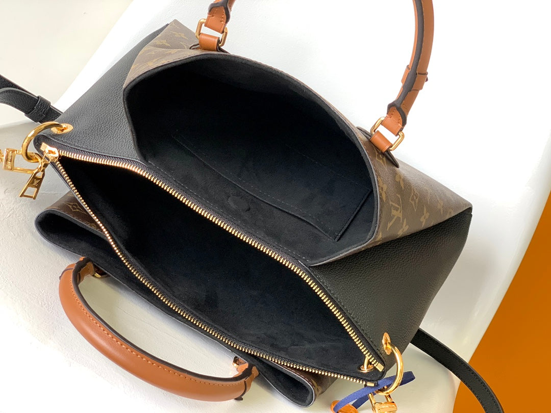 LV Opéra Handbag 36cm Brown Black Monogram Canvas & Cowhide GHW