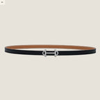 HM GAMMA BUCKLE & REVERSIBLE BRONZE BROWN AND BLACK LEATHER STRAP 13MM SILVER HARDWARE