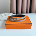 HM GAMMA BUCKLE & REVERSIBLE KHAKI BROWN AND BLACK LEATHER STRAP 13MM GOLD HARDWARE