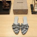 Balenciaga 26s Flat Slippers Gray Canvas Leather 681305