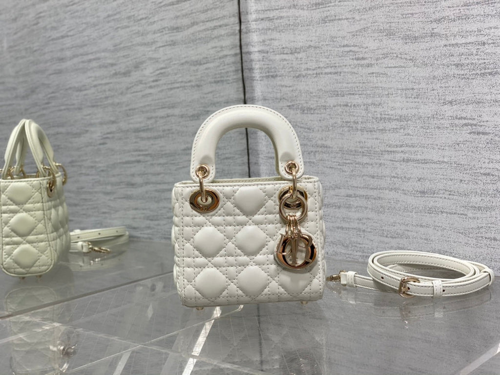 micro lady 12 white lambskin ghw