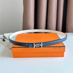 HM ANCRE BUCKLE & REVERSIBLE WHITE AND NAVY BLUE LEATHER STRAP 13MM SILVER HARDWARE