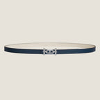HM ANCRE BUCKLE & REVERSIBLE WHITE AND NAVY BLUE LEATHER STRAP 13MM SILVER HARDWARE