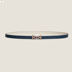 HM ANCRE BUCKLE & REVERSIBLE WHITE AND NAVY BLUE LEATHER STRAP 13MM GOLD HARDWARE
