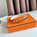 HM ANCRE BUCKLE & REVERSIBLE WHITE AND ORANGE LEATHER STRAP 13MM GOLD HARDWARE