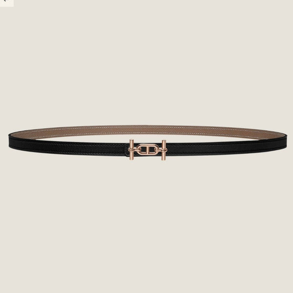 HM ANCRE BUCKLE & REVERSIBLE BLACK AND KHAKI BROWN LEATHER STRAP 13MM COPPER HARDWARE