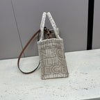 small cabas 26 grey textile multi logo triomphe calfskin