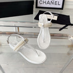 slingbacks thong sandal white lambskin mop