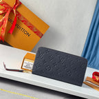 LV M61864 Zippy Wallet Blue Monogram Empreinte Leather 221616